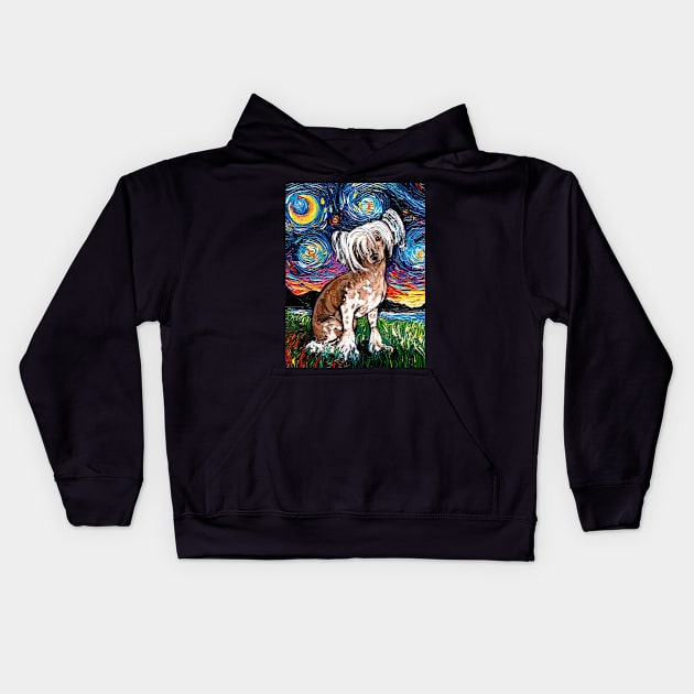 Chinese Crested Night Kids Hoodie by sagittariusgallery